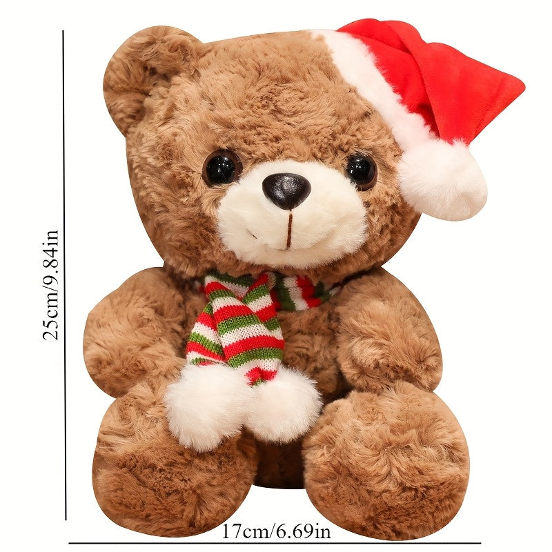 One Cute Christmas Teddy Bear Plush Toy, Perfect As a Soft Gift for Children, Ideal for Holiday Home Decoration And As a Festive Present
