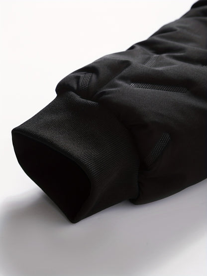 Men'S Heavyweight Winter Jacket - Thermal Insulated Cold Weather Coat with Zippered Pockets, Stand Collar, Full-Zip Closure - Black Outer Shell for Everyday & Outdoor Activities - Non-Stretch Fabric Construction, Seasonal Lay