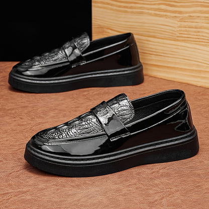 Men's Black PU Leather Casual Business Lace-Up Shoes