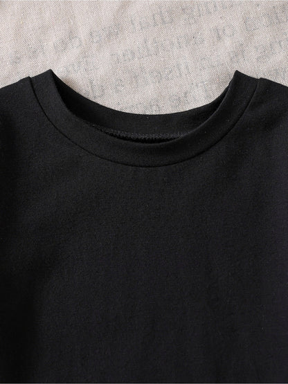 Boys' Casual Cotton Tee & Pants Set - Soft, Breathable, All-Season