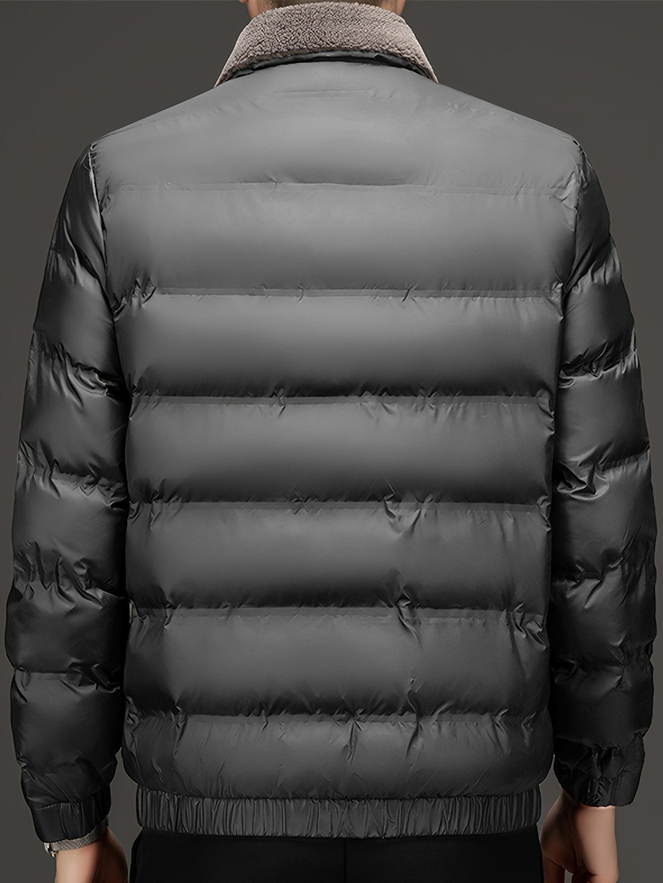 Men'S Heavyweight Winter Jacket - Thermal Insulated Coat with Zipper Closure, Slim Fit Formal & Casual Outerwear in Dark Green/Blue, Polyester-Lined Cold Weather Jacket for Everyday & Special Occasions, Winter Coats, Seasonal