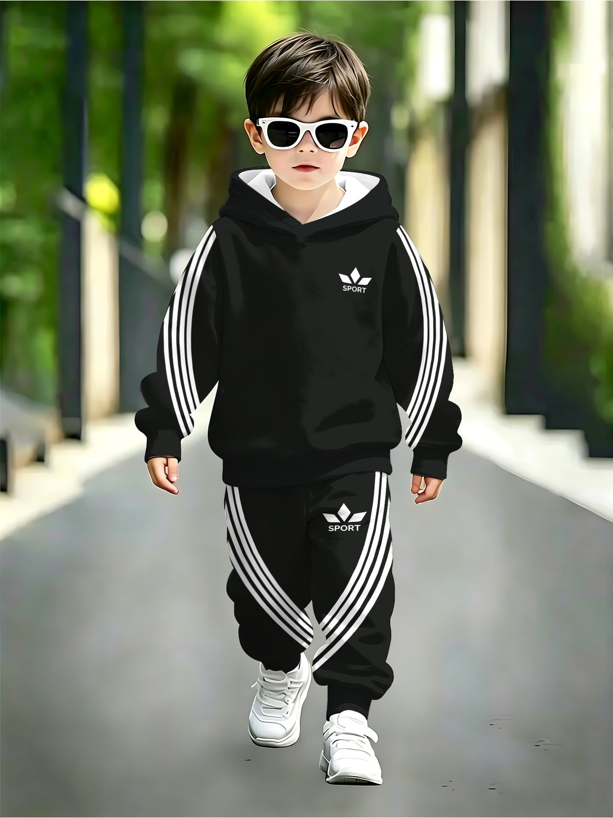 Boys Hoodie Set Casual Lightweight Soft Polyester for Spring/Fall - ayq