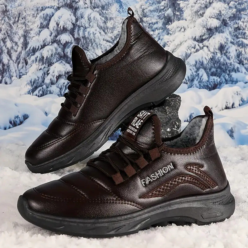 Men's Autumn and Winter Snow Boots with Plush Lining, Comfortable and Soft Soles, Outdoor Hiking Shoes, Comfortable and Durable Sports and Leisure Shoes, Suitable for Ice Walking and Daily Wear, Warm Winter Shoes, Snow Sports