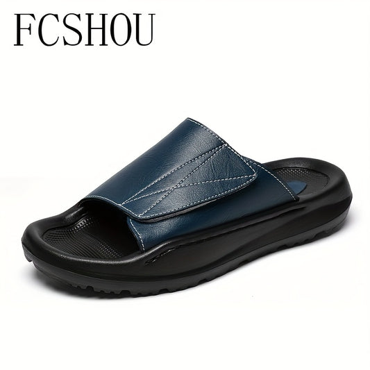 Men's Summer Outdoor Slippers Split Leather Slip-On Sandals - ayq