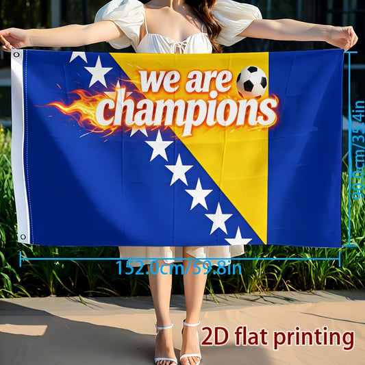 Bosnian Flag Fan Banner Single-Sided Polyester for Sports - ayq