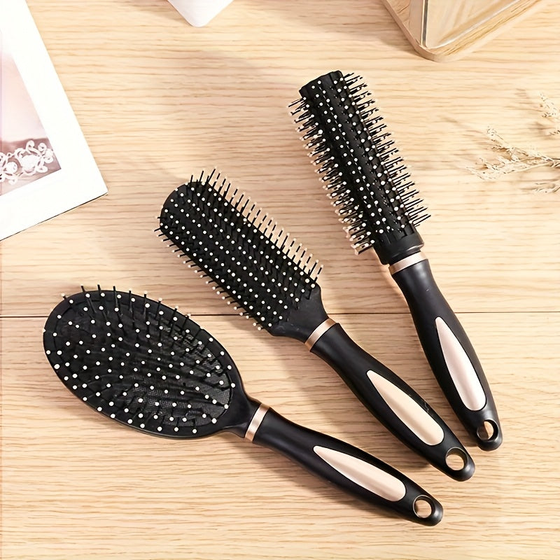 6-Piece Black Hair Styling Tool Set with Ergonomic Handles