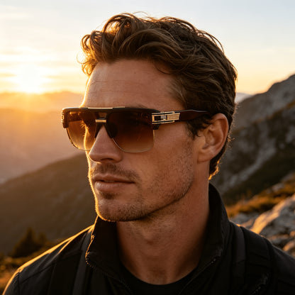 Unisex Oversized UV400 Retro Sunglasses with Golden Hinge