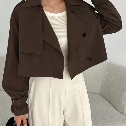 Women's Elegant Solid Color Short Windbreaker Jacket - Lightweight Versatile Outerwear for Casual & Formal Outfits, Easy Care Hand Wash/Dry Clean, Durable Fabric