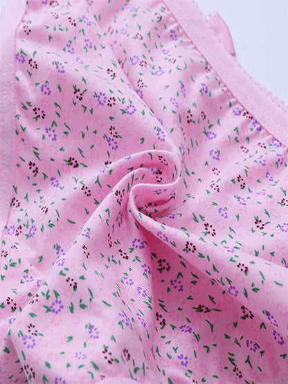 Girls' 12-Pack Floral Briefs with Mid-Rise and Bow Accent
