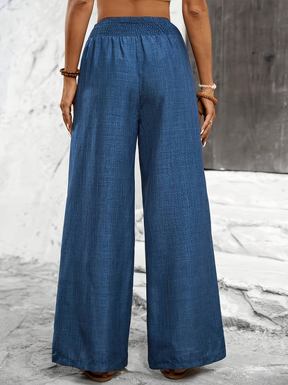 Elegant Solid Color Twisted Knot Straight-Leg Pants