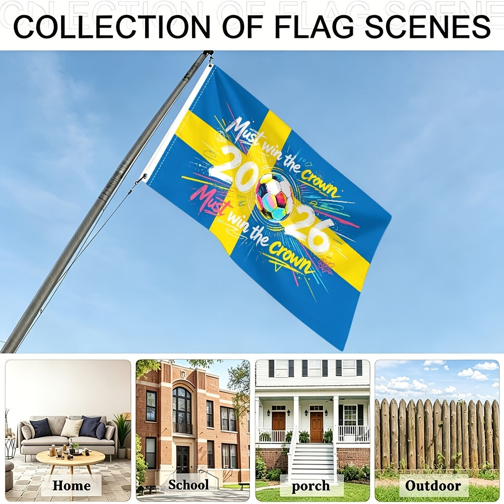 Sweden 2026 Football Fan Support Flag - Polyester, Single-Sided Print