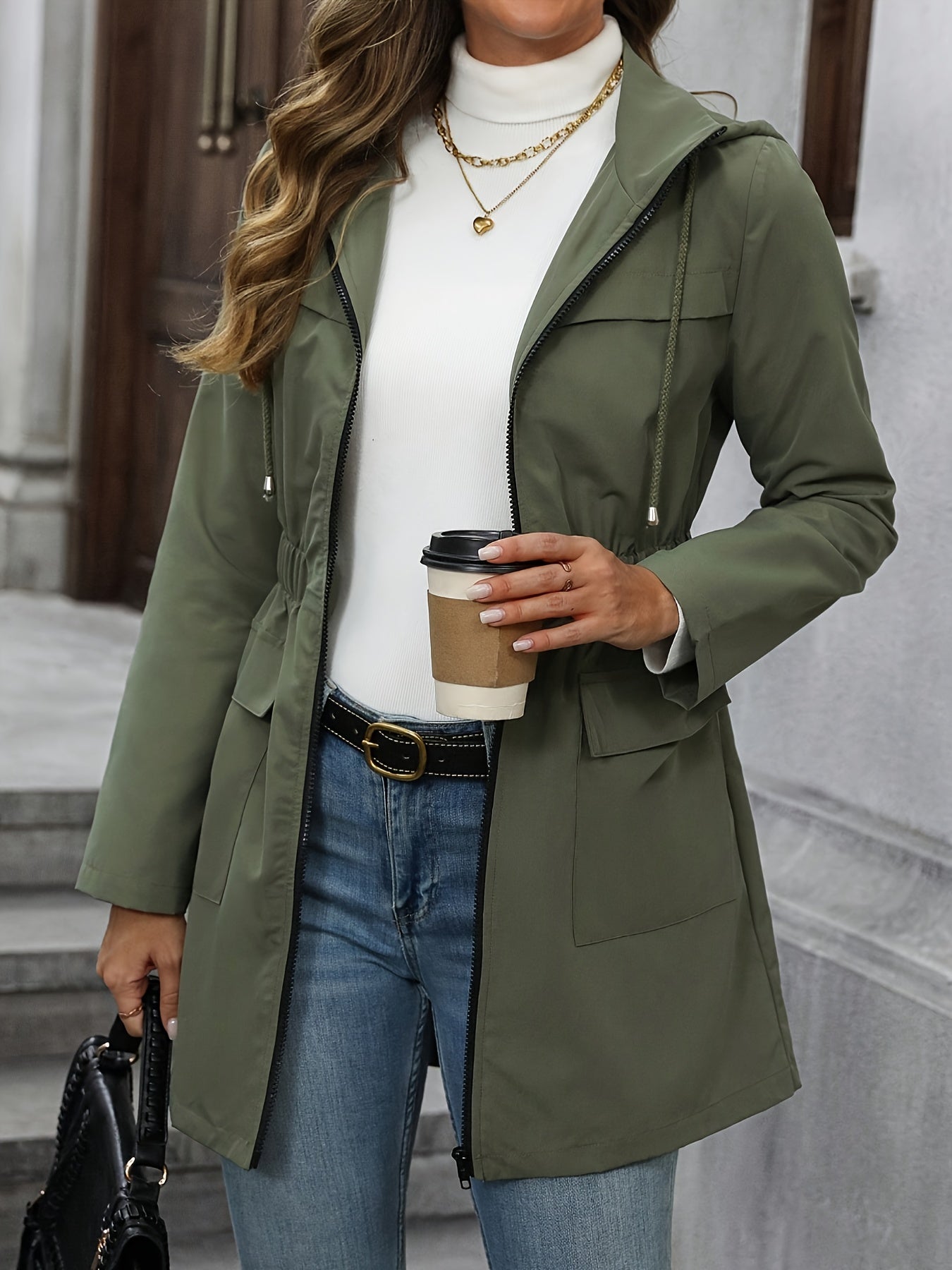Elegant Hooded Jacket for Spring and Fall Casual Wear