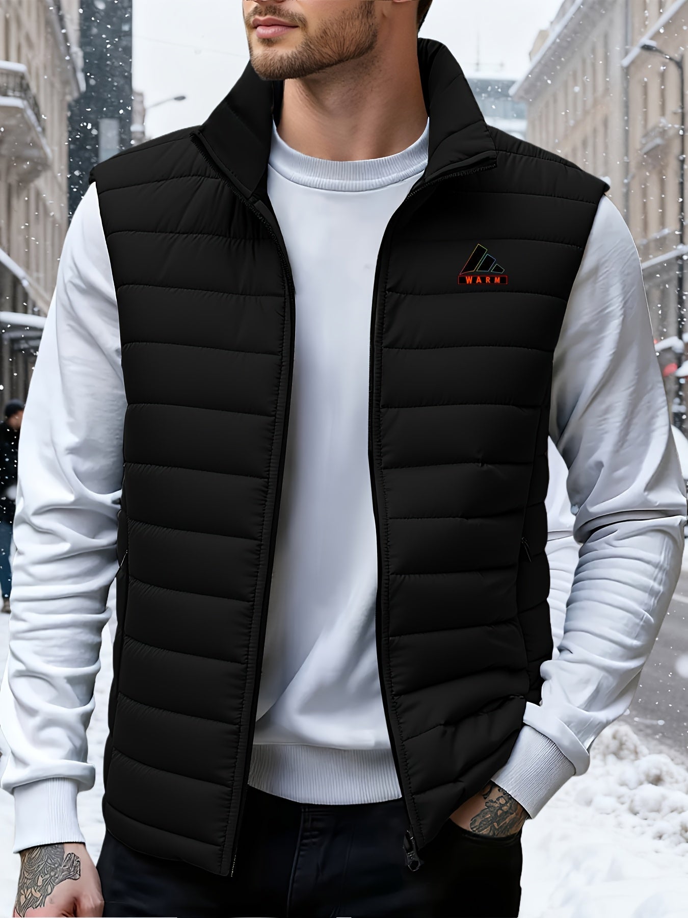 Men's Casual Sleeveless Vest with Zippered Pockets for Fall