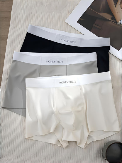 Men's Stretchy Solid Color Breathable Seamless Boxer Briefs, 4-Pack