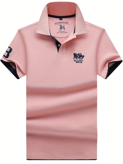 Men'S Short-Sleeve Polo Shirt with 95% And Embroidered Design - ayq