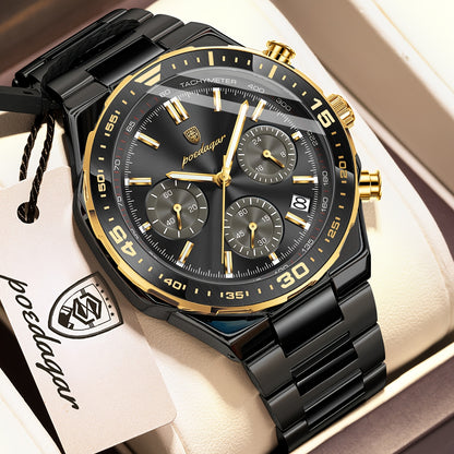 Men's Business Quartz Watch Stainless Steel Waterproof