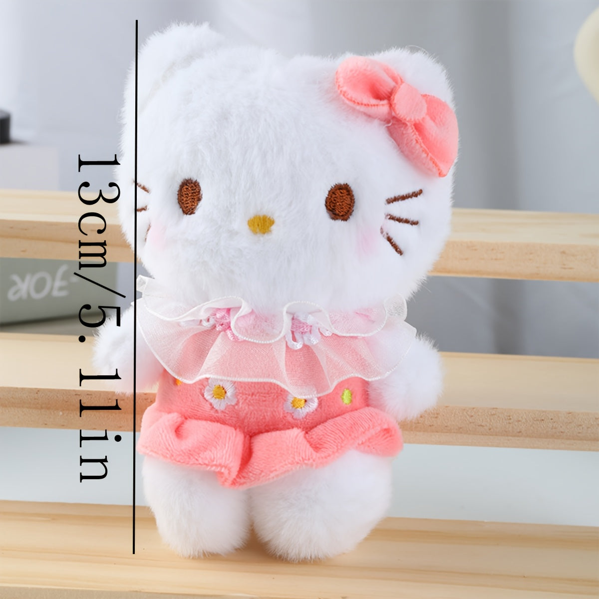 Sanrio Hello Kitty Children's Plush Toy Pendant with Floral Dress, Doll Plush Toy Keychain Backpack Charm, Doll Girl Holiday Birthday Gift