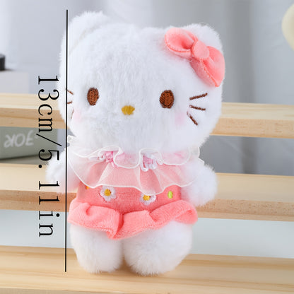 Sanrio Hello Kitty Children's Plush Toy Pendant with Floral Dress, Doll Plush Toy Keychain Backpack Charm, Doll Girl Holiday Birthday Gift