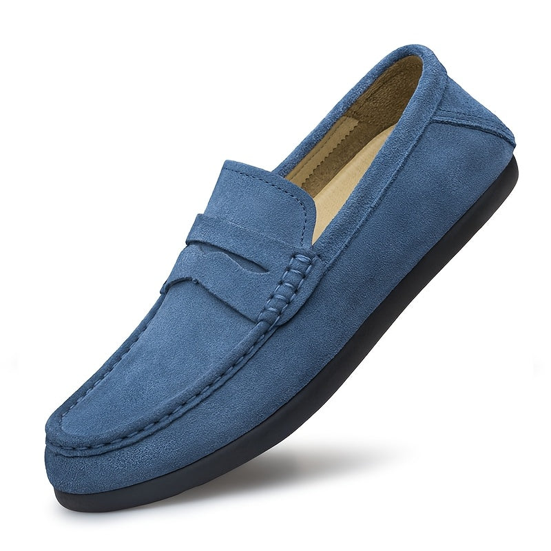 Men's Wide Fit Casual Suede Loafers Comfortable Slip-On Flats