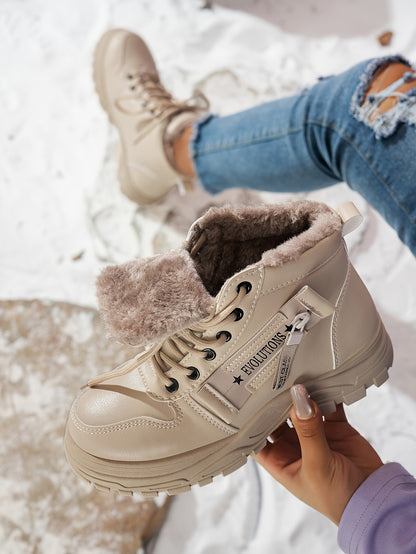 Women'S Winter Snow Boots - Warm Lined, Non-Slip, High-Top Outdoor Casual Shoes with Ribbed Cushioning, Black, Perfect for Cold Weather Activities, Winter Footwear | Stylish Winter Boots | Durable Footwear