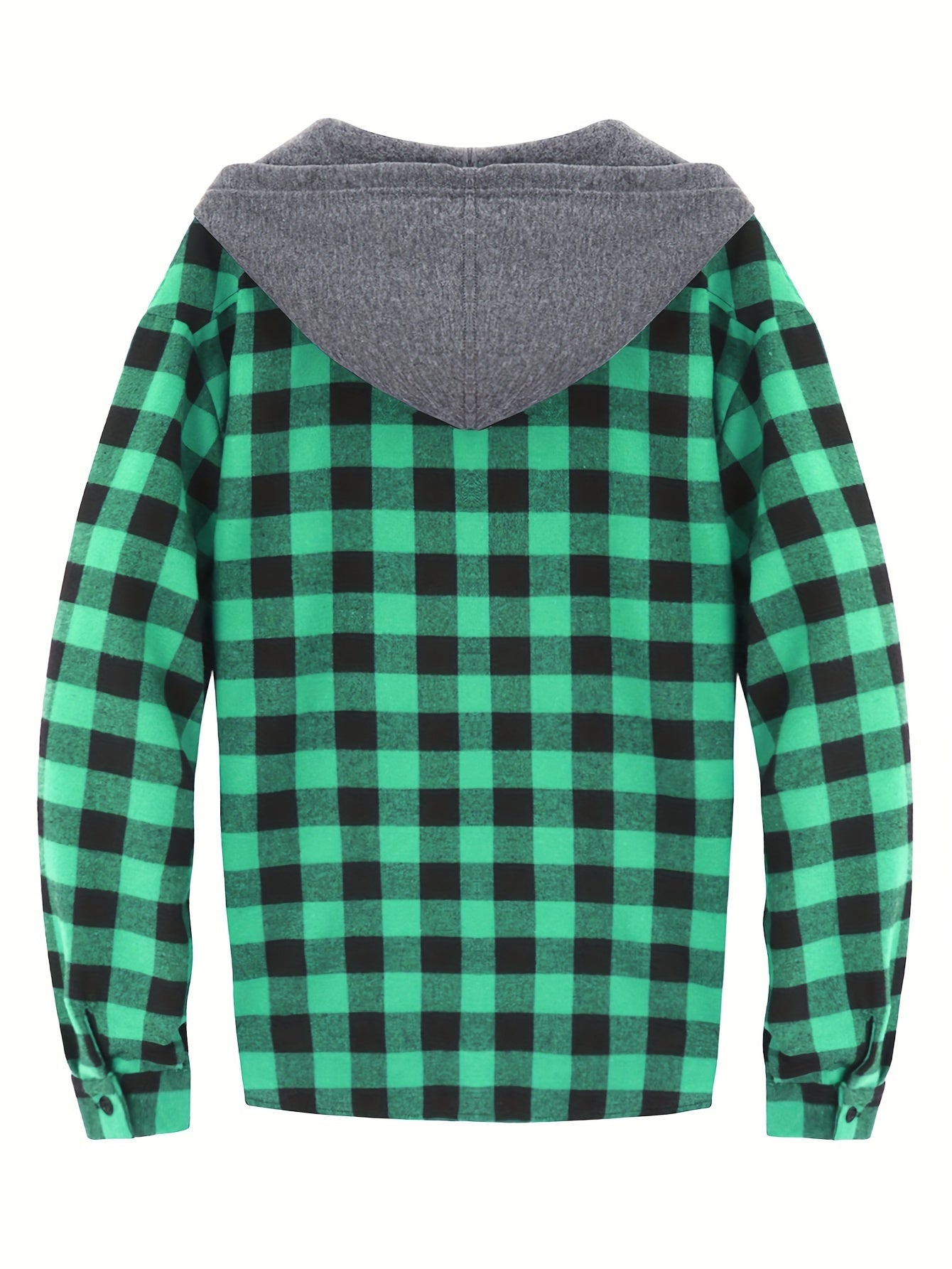 Plaid Shirt Coat For Men Long Sleeve Casual Regular Fit Button Up Hooded Shirts Jacket