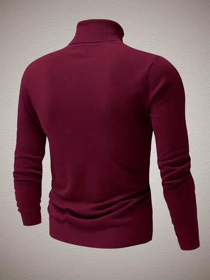 Men'S High-Neck Knitted Sweater | Slim Fit Pullover with Embroidered Spurs Design, Soft and Comfortable, Rayon Fabric, Fall/Winter Collection