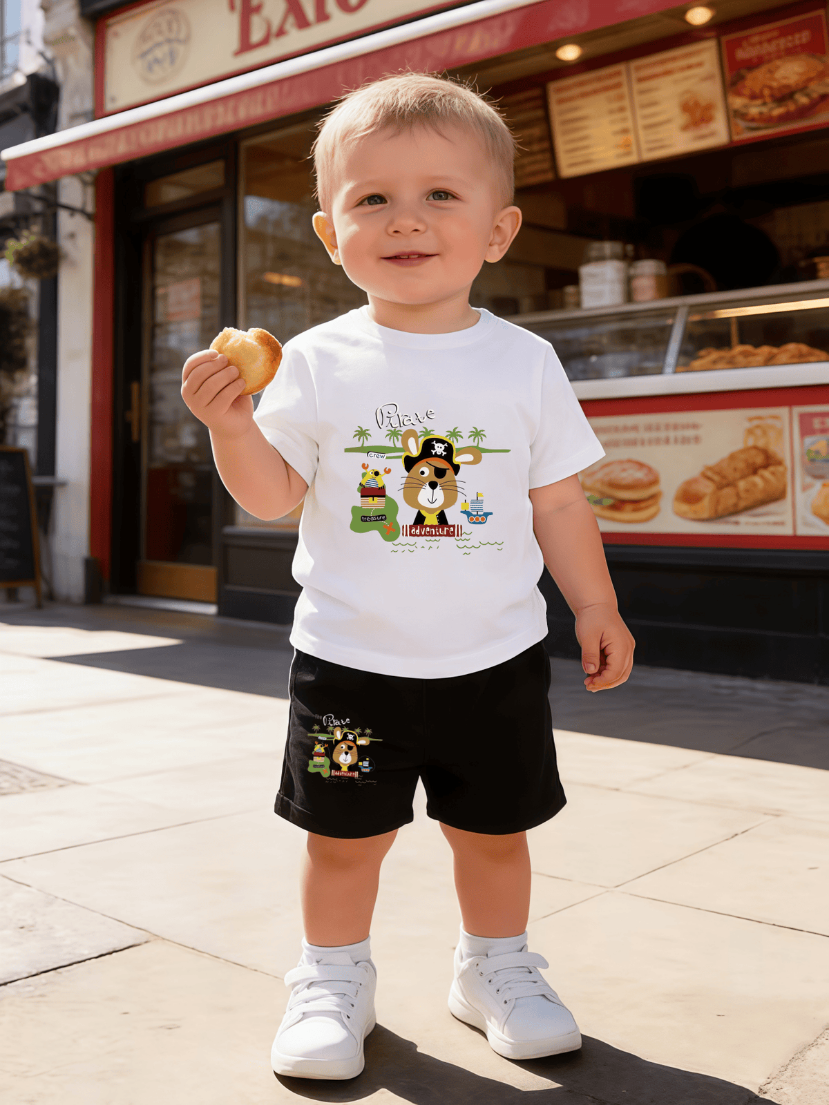 Baby Boy 2-Piece Casual Summer Outfit with Printed T-Shirt & Shorts - ayq