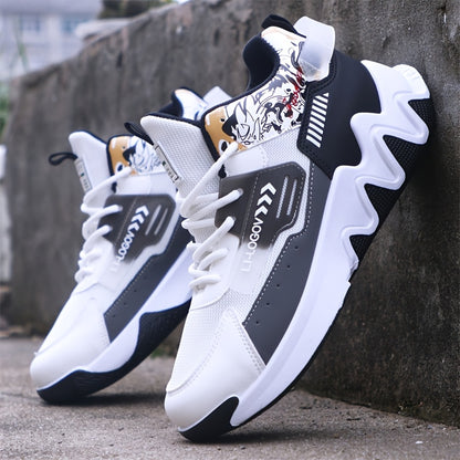 Men'S Stylish High-Top Sneakers with "WOD" Logo - Comfortable, Non-Slip Lace-Up Athletic Shoes for Outdoor Activities, All-Season Wear, Casual Sports Style, Rubber Sole, Fabric Upper, Casual Athletic Shoes   Stylish High Top