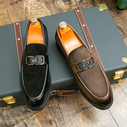 Men's British Style Business Casual Black PU Loafers