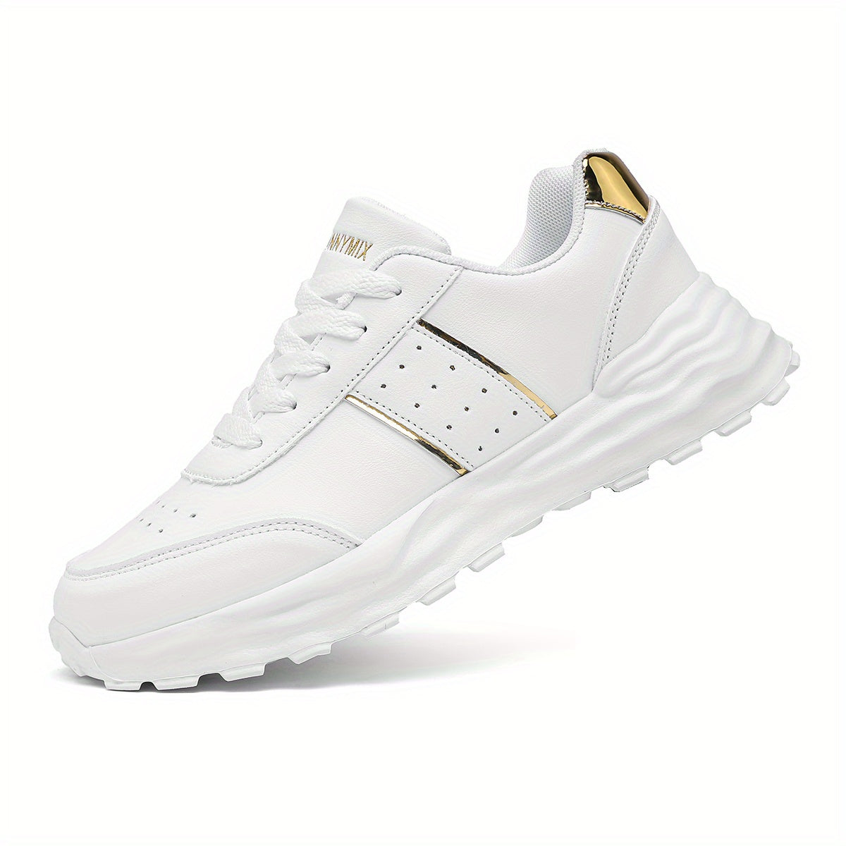 DJSUNNYMIX Women's Casual Running Shoes with Golden Glitter Accents - Lightweight EVA Sole, Breathable Fabric Lining, Low-Top Lace-Up Design for All-Season Comfort  Style, Sporty Footwear   Flexible Footwear