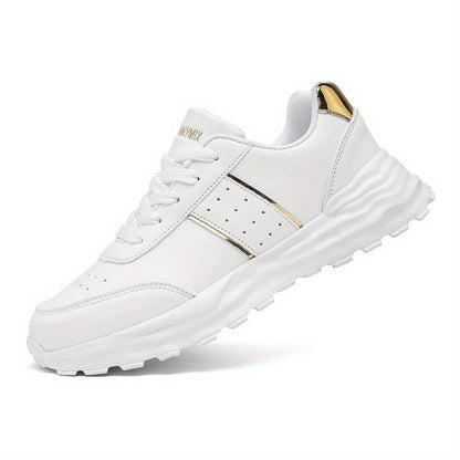 DJSUNNYMIX Women's Casual Running Shoes with Golden Glitter Accents - Lightweight EVA Sole, Breathable Fabric Lining, Low-Top Lace-Up Design for All-Season Comfort  Style, Sporty Footwear   Flexible Footwear