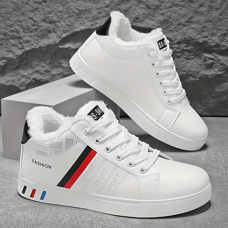 Men'S Fleece-Lined Lace-Up Sneakers with a Striped Design, Offering Excellent Traction And a Soft, Comfortable Fit B701-1.