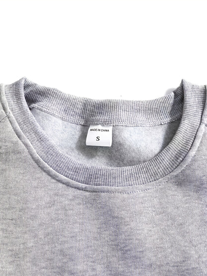 Men's Casual Crew Neck Black Print Sweatshirt for Spring/Fall
