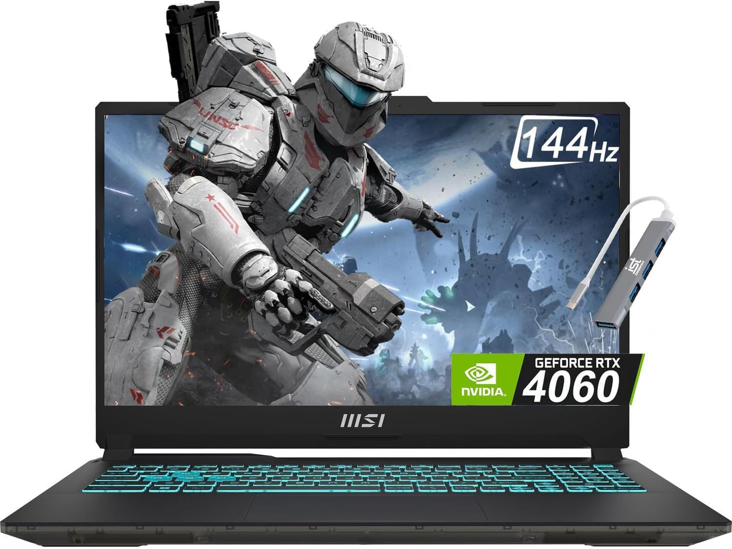 MSI Cyborg 15 Thin GF63 Gaming Laptop (15.6" FHD 144Hz, Intel Core I7-12650H, 32GB DDR5 RAM, 1TB SSD, Geforce RTX 4060 8GB), Webcam, Backlit KB, Wifi 6, Ethernet, IST Cable, Win 11 Home, 2023, Black