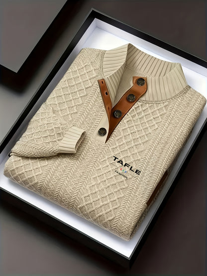 Milan High-Quality New Luxury Men'S Stand-Up Collar Jacquard Knitted Sweater, Casual Long-Sleeve Jacquard Golf Shirt