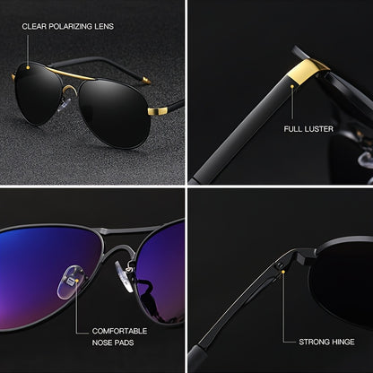 Men's Polarized UV400 Pilot Sunglasses with Mirror Lens