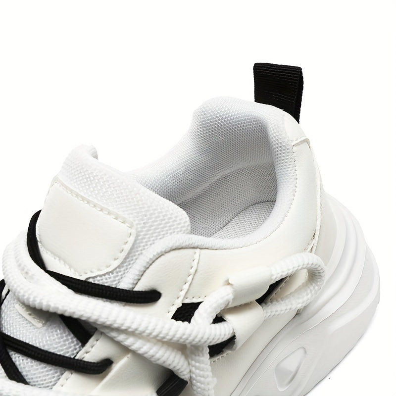 Men's Breathable Sneakers in White - Casual  Sporty Lace-Up Running Shoes with EVA Sole