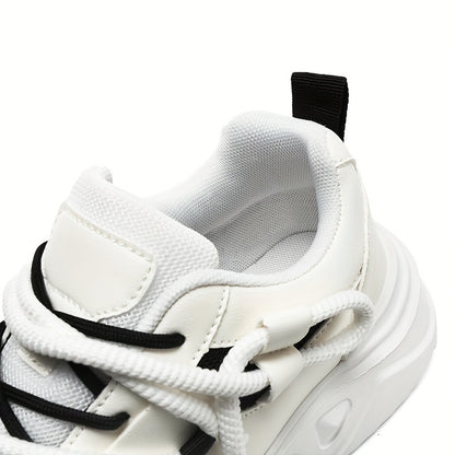 Men's Breathable Sneakers in White - Casual  Sporty Lace-Up Running Shoes with EVA Sole