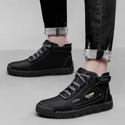Men's Warm Lined Chukka Boots Lace-Up Rubber Sole Winter Shoes
