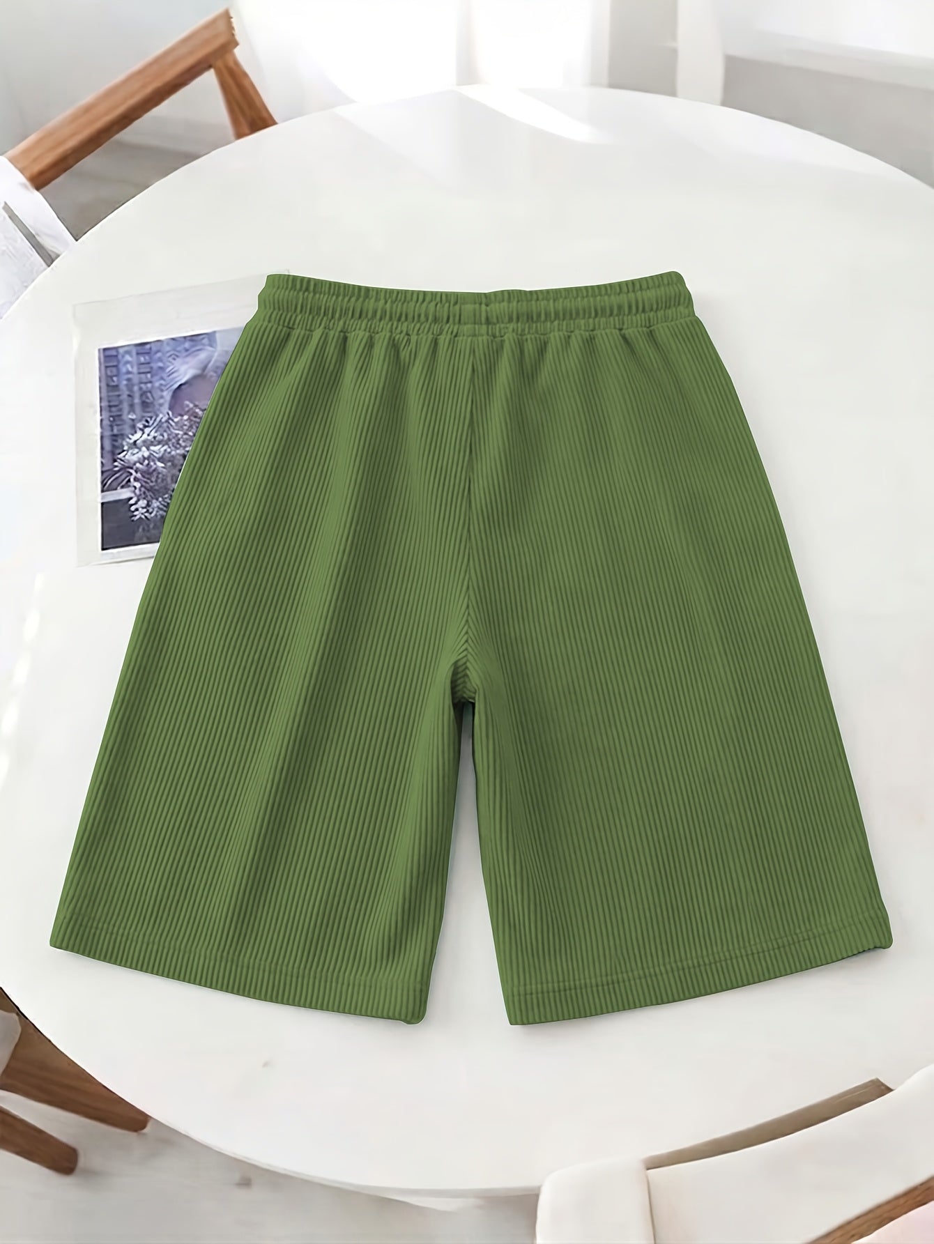 Women’s Casual Loose-Fit Corduroy 5-Point Pants with Elastic Waist