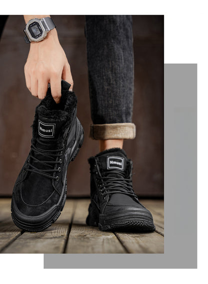 Men'S Winter Snow Boots - Thick Insulated Ankle Boots with Lace-Up Closure, Non-Slip PVC Sole - / - Cold Weather Shoes for Hiking, Outdoor