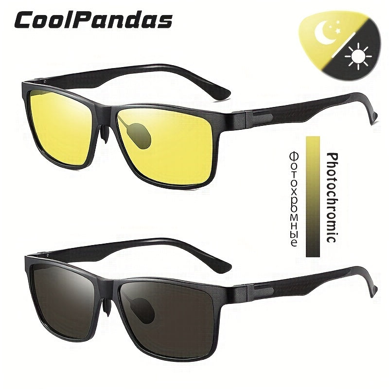 Photochromic Square Sunglasses for Men and Women - Day & Night Driving