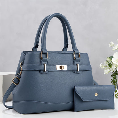 Women’s 2-Piece Faux Leather Quilted Bag Set with Removable Strap