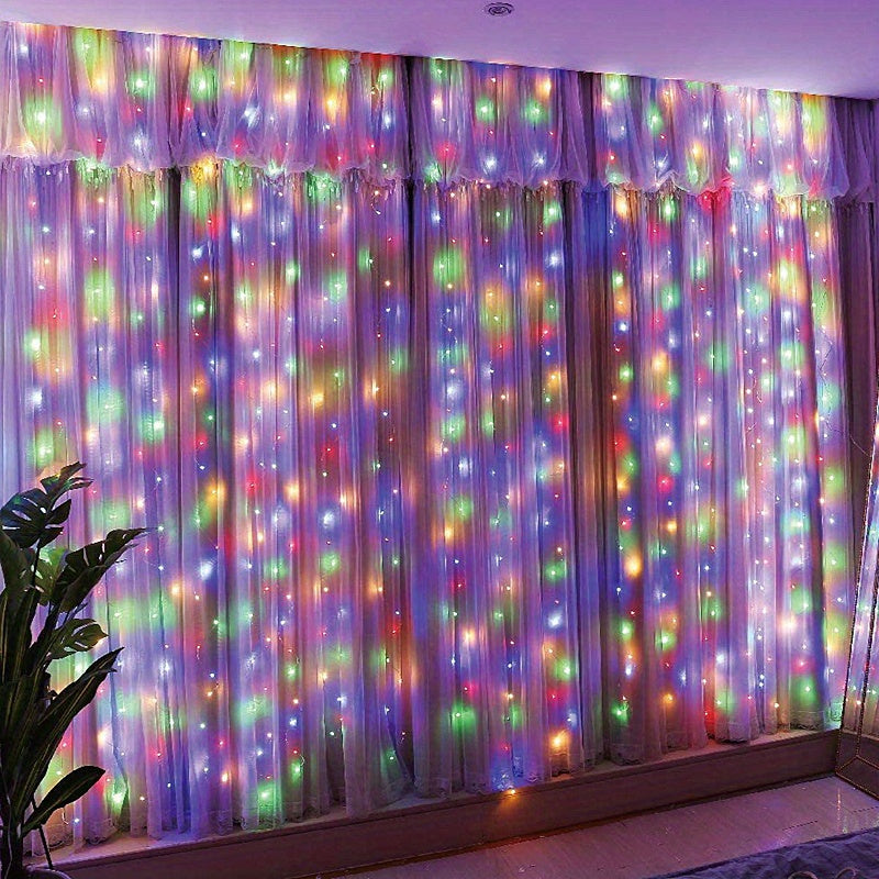 200LED Curtain Lights Christmas Decoration String Lights, 3M*2m 8 Modes String Lights with Remote, USB Powered Fairy Lights, Wedding, Halloween, Thanksgiving, Christmas, Party, Valentine's, Holiday Lighting Decor (Remote With