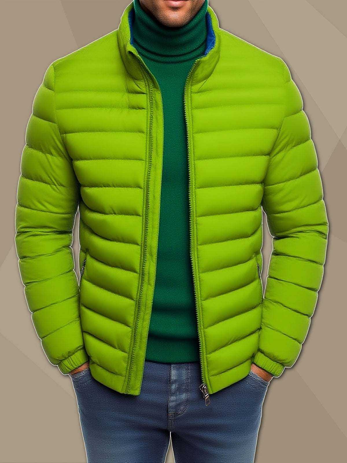 Men's Lightweight Stand Collar Winter Jacket - Casual Loose Fit