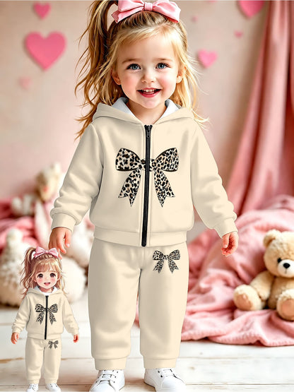 Girls' Baby Zip Hoodie & Pants Set, Lightweight Spring Casual