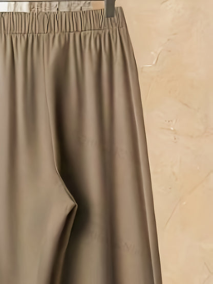 Women's Fashion Set with Floral Print Top and Khaki Pants