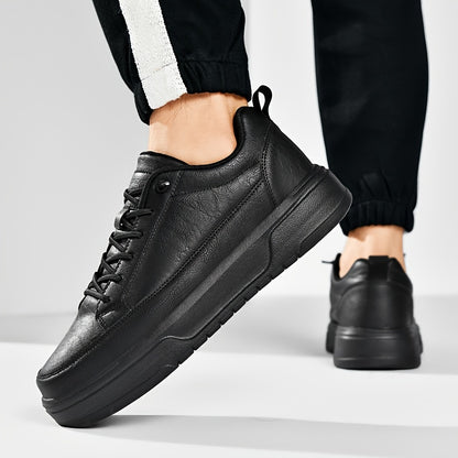 Men's Shoes, Business Casual Low-Top Sneakers for Men - Solid Color Versatile Casual Thick-Soled Lace-Up Shoes, Daily Fashion Simple Trendy Men's Shoes