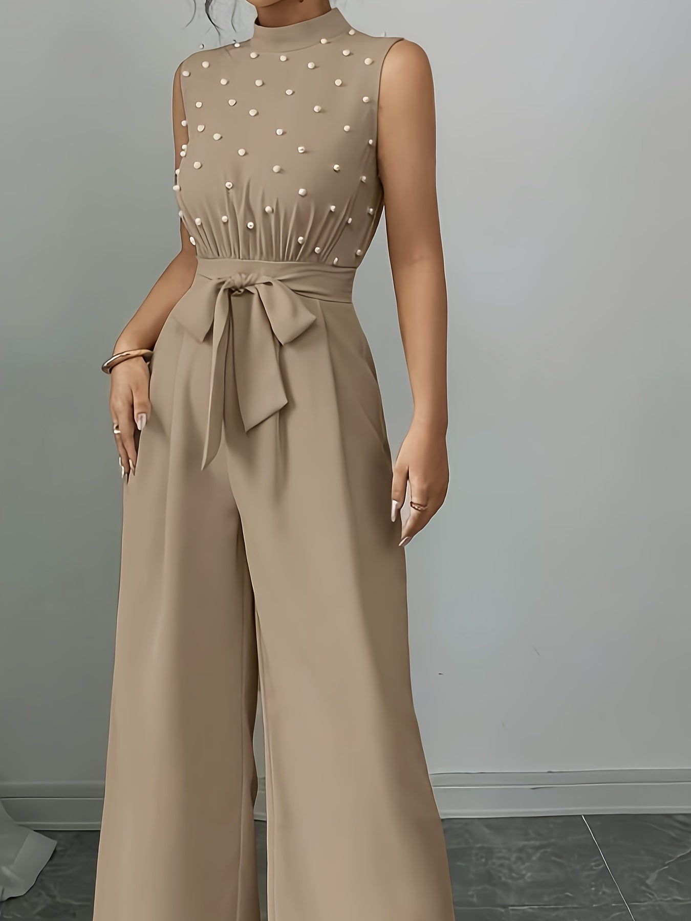 Sleeveless High-Neck Wide-Leg Jumpsuit