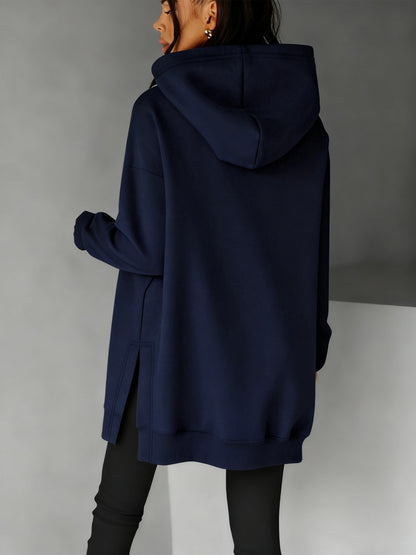 Women’s Casual Hooded Hoodie with Side Slits for Fall & Winter